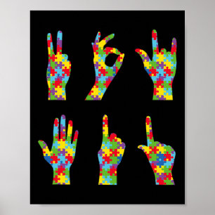 Leuke ASL Liefde Gebarentaal Autisme Bewustzijn Poster