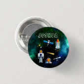 Leuke astronaut collage gepersonaliseerd ronde button 3,2 cm (Voorkant /achterkant)