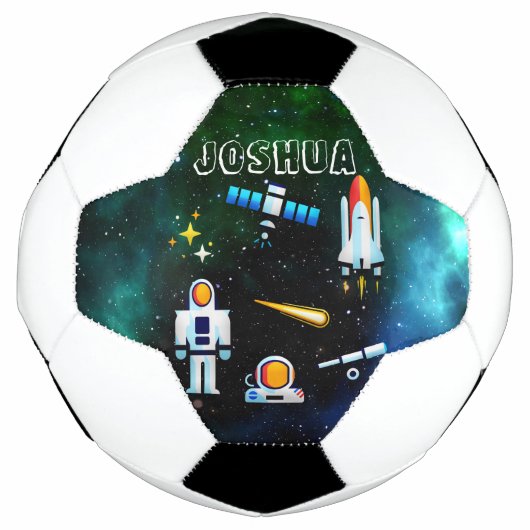 Leuke astronaut collage gepersonaliseerd voetbal (Voorkant)