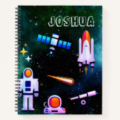 Leuke astronaut collage gepersonaliseerde schets notitieboek (Voorkant)