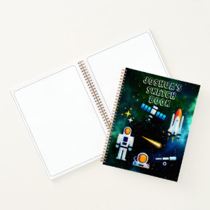 Leuke Astronaut Collage Schets Gepersonaliseerd No Notitieboek