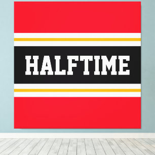 Leuke Athletic Bright Red Black HALFTIME Stripes Canvas Afdruk