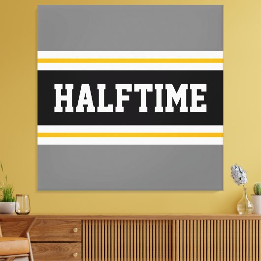 Leuke Athletic Modern Grijs Zwart HALFTIME Stripes Canvas Afdruk (Insitu (Woonkamer))