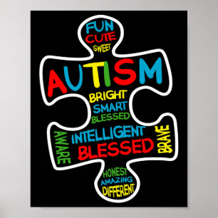 Leuke Autism Awareness Month Puzzelstuk Woorden Au Poster