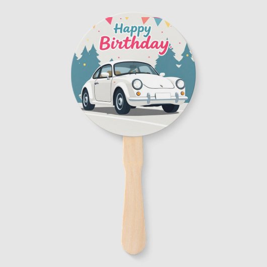 Leuke auto-thema Happy Birthday Handwaaier