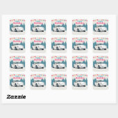 Leuke auto-thema Happy Birthday Vierkante Sticker (Vel)