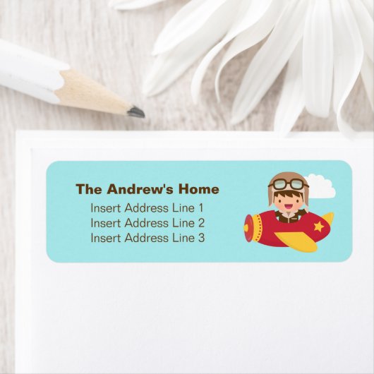 Leuke Aviator Boy Vliegtuig Avontuur voor jongens Etiket (Insitu)