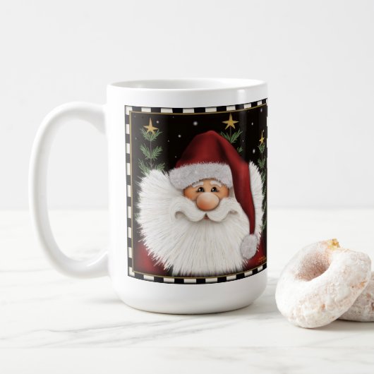 Leuke Baard Santa Kerstmis Vakantie Koffie Mok (Met donut)