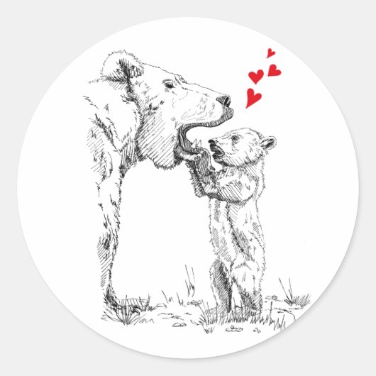 Leuke baby beren welp met nieuwsgierigheid. ronde sticker (Voorkant)