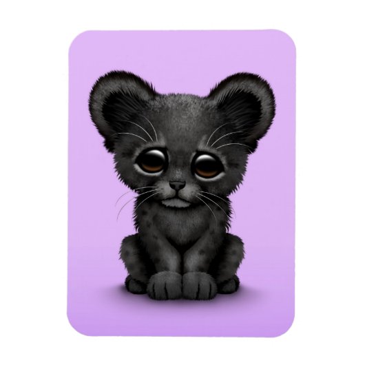 Leuke Baby Black Panther Cub op Paarse Magneet (Verticaal)