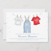 Leuke Baby Boy Whimsical Denim Blue QR-code Kaart (Voorkant)