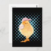 Leuke Baby Chick Roze Bubblegum Zwart Briefkaart (Voorkant / Achterkant)