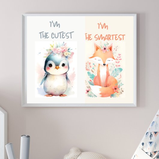 Leuke Baby Dieren Grappige kinder kinderkamer Fox  Poster