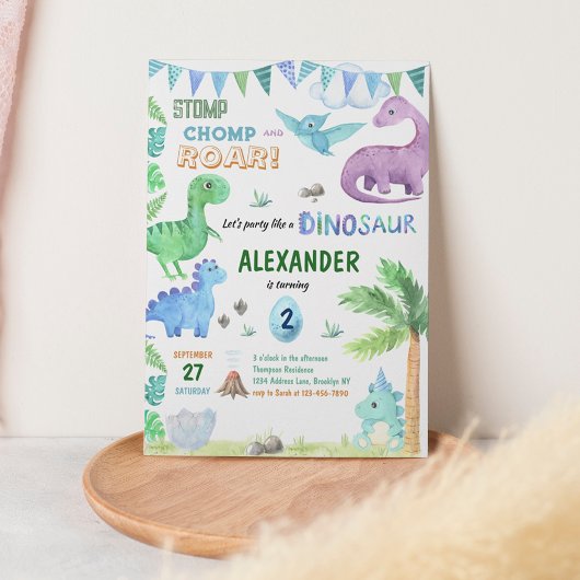 Leuke Baby Dino Dinosaur Oerwoud Blauw Verjaardag Kaart