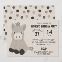 Leuke Baby Donkey Verjaardagsfeestuitnodiging