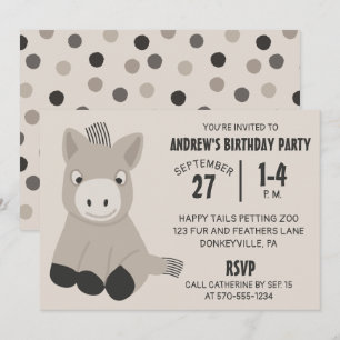 Leuke Baby Donkey Verjaardagsfeestuitnodiging Kaart