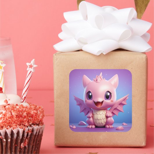 Leuke baby dragon sticker (Feest)