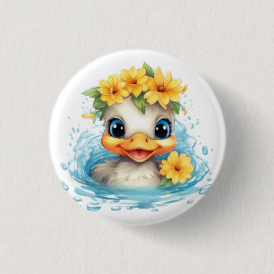 Leuke Baby Eend Eenden Leuke dieren bloemen Ronde Button 3,2 Cm