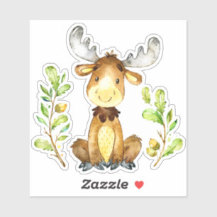 Leuke baby eland groene brunches lijst sticker