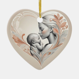 Leuke baby en mama keramisch ornament