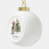 Leuke baby ezel en kerstboom, aanpasbaar keramische bal ornament (Rechts)
