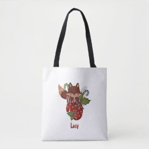 Leuke Baby Fox en Kerstmiswanten Draagtas
