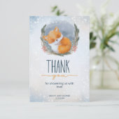 Leuke Baby Fox Sneeuwig Winter Baby shower Dank je Kaart (Staand voorkant)