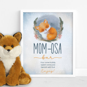 Leuke Baby Fox Sneeuwig Winter Moeder-osa Bar Poster