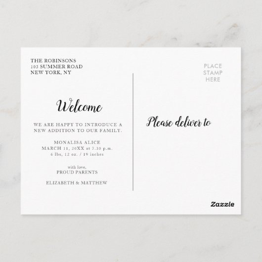 Leuke baby geboorteaankondiging foto briefkaart (Achterkant)