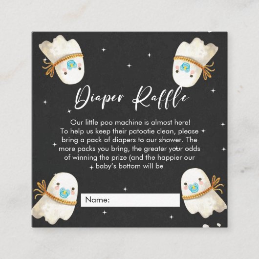 Leuke Baby Ghost Halloween Herfst Luier Raffle Informatiekaartje (Voorkant)