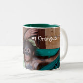 Leuke Baby Hallo Orangutan Wave Tweekleurige Koffiemok (Voorkant rechts)