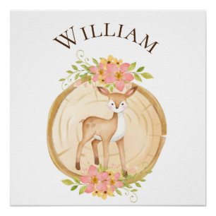 Leuke Baby Herten Woodland naam Perfect Poster