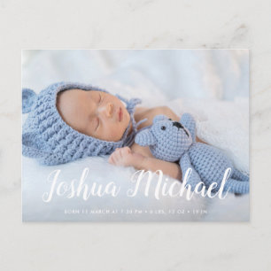 Leuke baby jongen geboorte aankondiging foto briefkaart