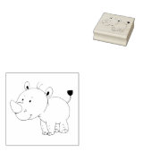 Leuke baby neushoorn 	rubberstempel (Gestempeld)