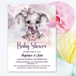 Leuke Baby olifant meisje Baby shower Kaart