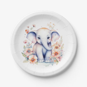 Leuke Baby olifant meisje Baby shower Papieren Bordje