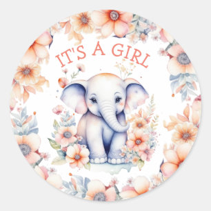 Leuke Baby olifant meisje Baby shower Ronde Sticker