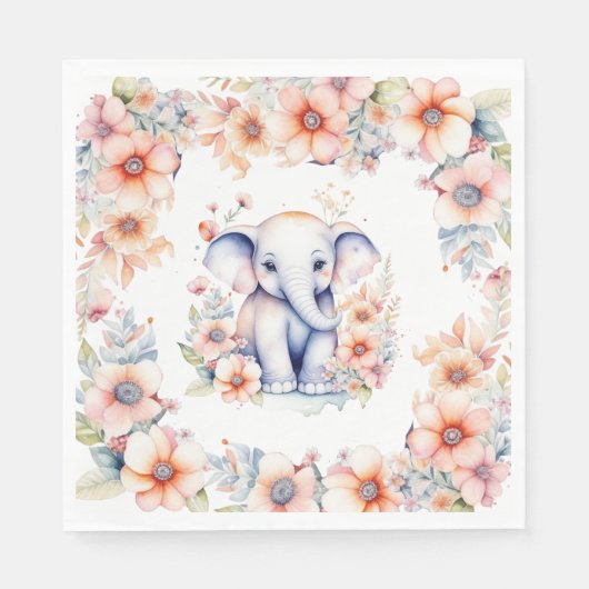 Leuke Baby olifant meisje Baby shower Servet (Voorkant)
