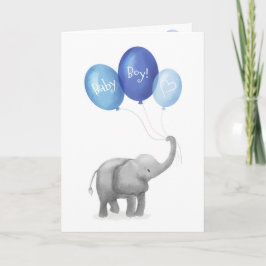Leuke baby olifant nieuwe baby boy kaart (blauw)