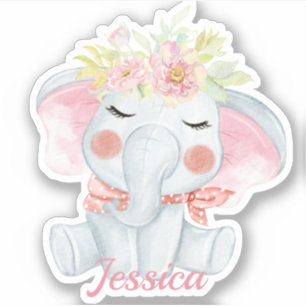 Leuke Baby Olifant Roze die cut Sticker