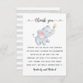 Leuke Baby Olifant Waterverf Verjaardag Baby showe Bedankkaart (Voorkant / Achterkant)