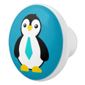 Leuke Baby Pinguïn met een blauwe stropdas Keramische Knop (Rechts)
