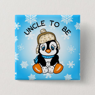 Leuke Baby pinguïn oom om te zijn BABY SHOWER Vierkante Button 5,1 Cm