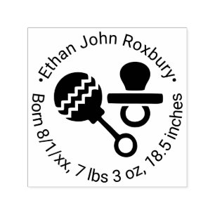 Leuke Baby rammelaar en fopspeen geboortekaartje Zelfinktende Stempel