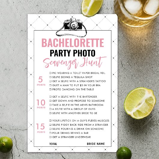 Leuke Bachelorette Foto Scavenger Hunt Game Kaart