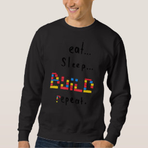 Leuke bakstenen blokken bouwen meme eten slaap bou trui