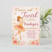 Leuke Ballerina verjaardagsuitnodiging Kaart (Staand voorkant)