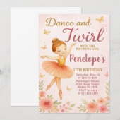 Leuke Ballerina verjaardagsuitnodiging Kaart (Voorkant / Achterkant)