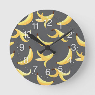 Leuke banaanfeest patroon kleurrijk - bewerkbaar ronde klok