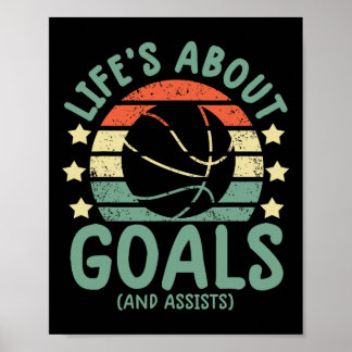 Leuke basketbal jongens levens over doelen en assi poster